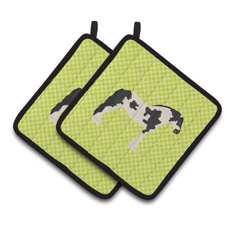 Carolines Treasures Cyldesdale Horse Green Pair of Pot Holders BB7738PTHD